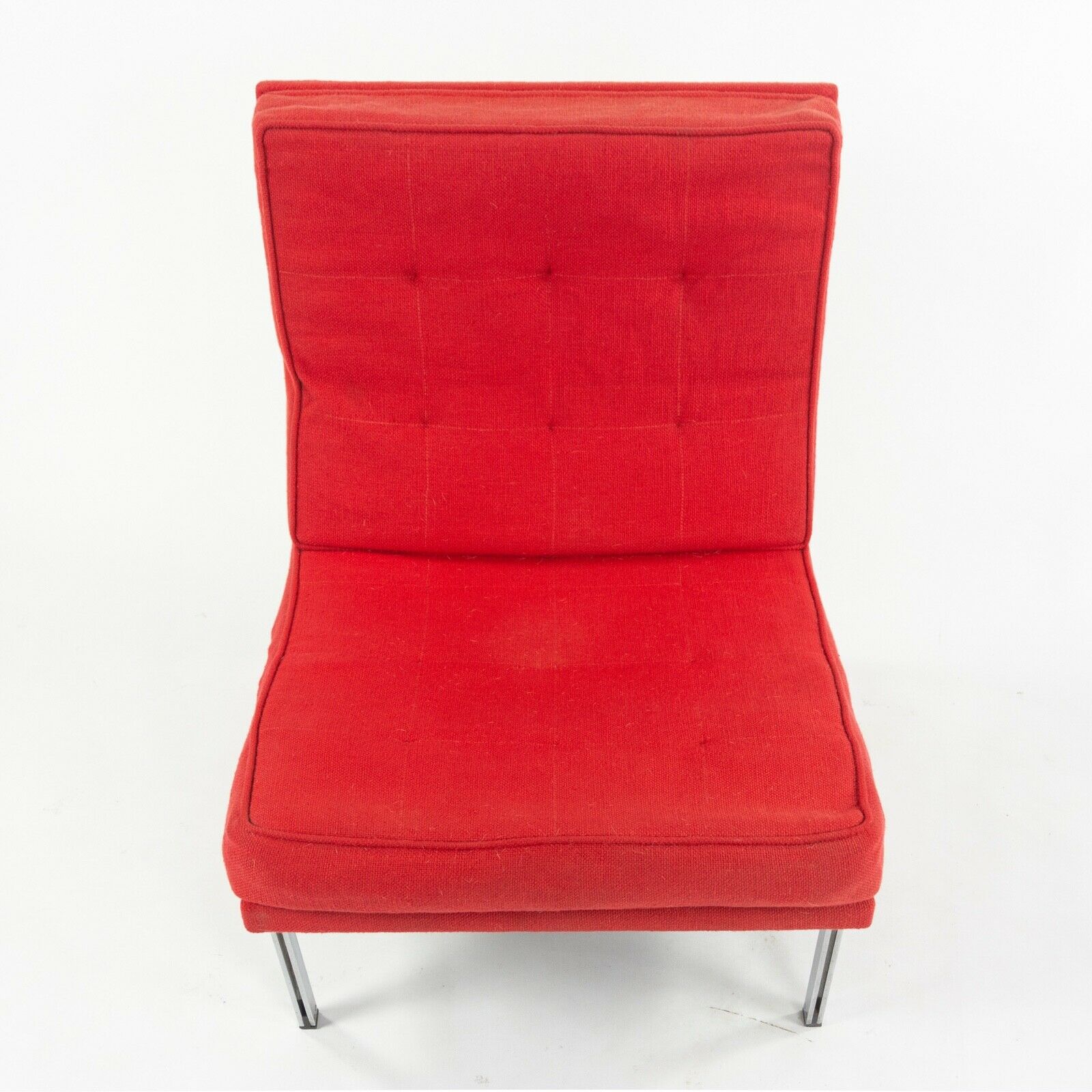 SOLD 1950s Florence Knoll Associates Parallel Bar Lounge Chair Original Red Fabric