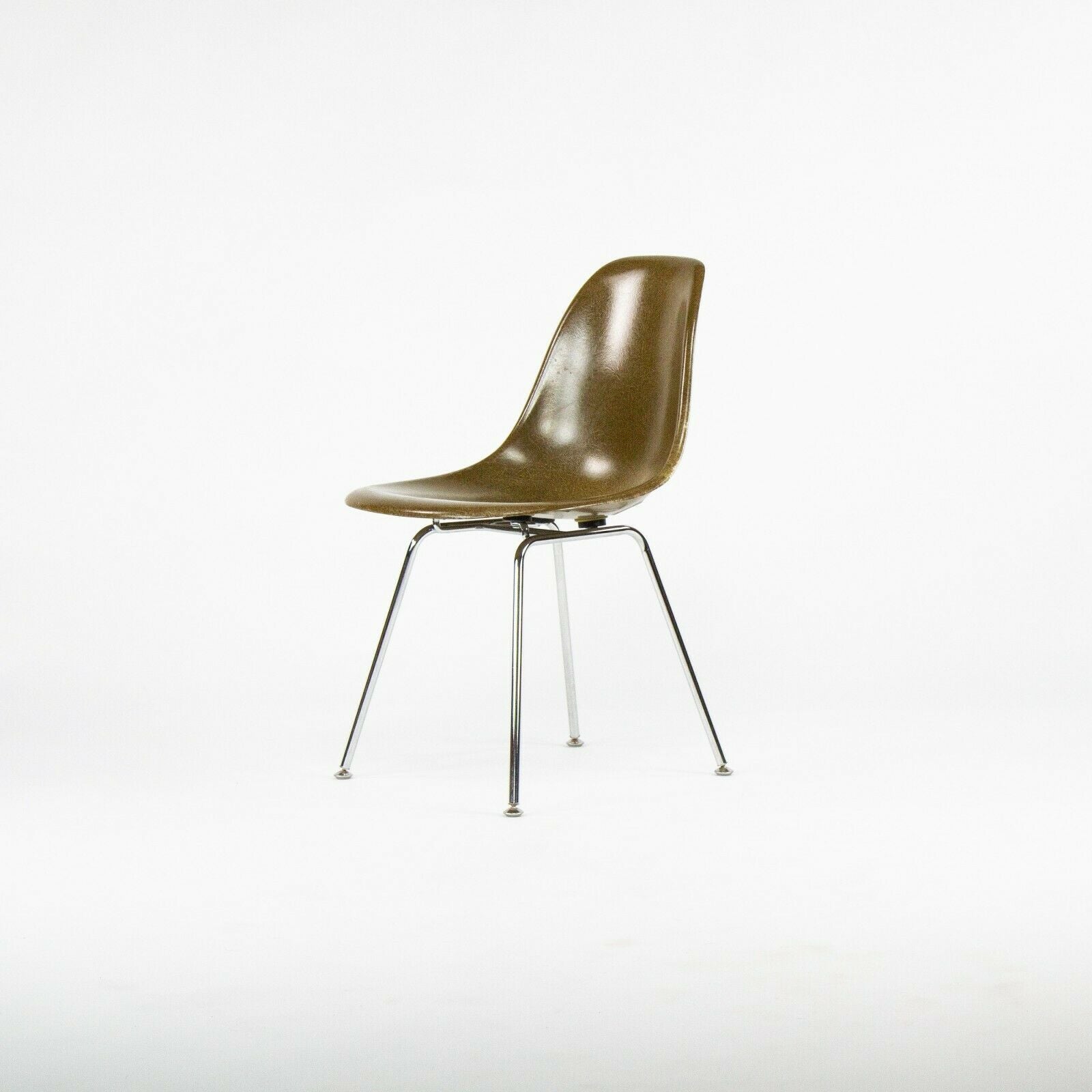 SOLD 2010s Eames Modernica Case Study Pumpernickel Fiberglass Side Shell Chair with H-Base