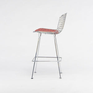 SOLD Harry Bertoia for Knoll Wire Chrome Bar Stools with Eames Dot Fabric Seat Pads