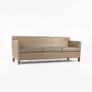 SOLD 2010s Mies Van Der Rohe Knoll Studio Dark Tan Leather Krefeld Three Seat Sofa