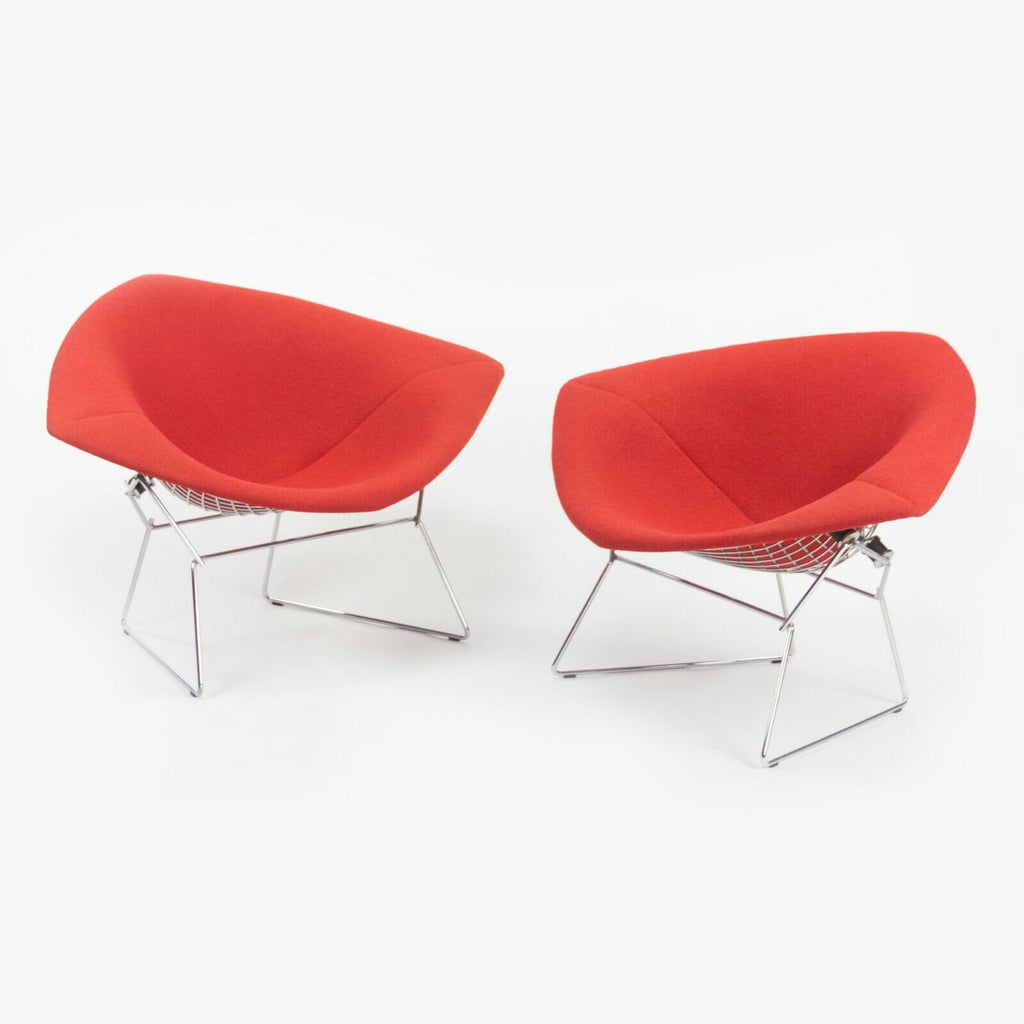 SOLD 2005 Harry Bertoia Knoll Large Diamond Lounge Chair w/ Full Red Boucle Cover
