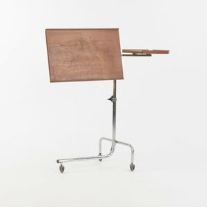 SOLD 1970s HMN Danecastle ApS Denmark Rolling Adjustable Tray Table Cart Teak Chrome