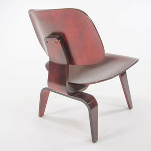 SOLD 1954 Herman Miller Eames LCW Lounge Chair Wood Refinished Red Aniline with Label