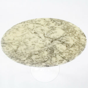 SOLD 2010s Eero Saarinen for Knoll Arabescato Marble Oval Tulip Side Table in White