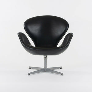 1968 Vintage Arne Jacobsen Swan Chair by Fritz Hansen of Denmark Black Leather