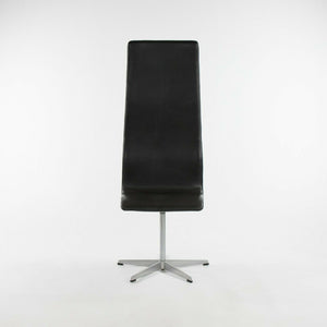 1960s Set of Four Arne Jacobsen for Fritz Hansen High Oxford Dining Chairs in Black Vinyl