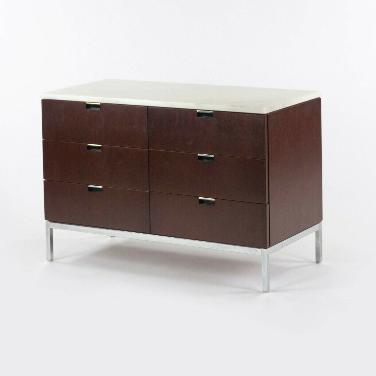 1970s Florence Knoll International 6 Drawer Credenza Dresser Cabinet with Marble Top