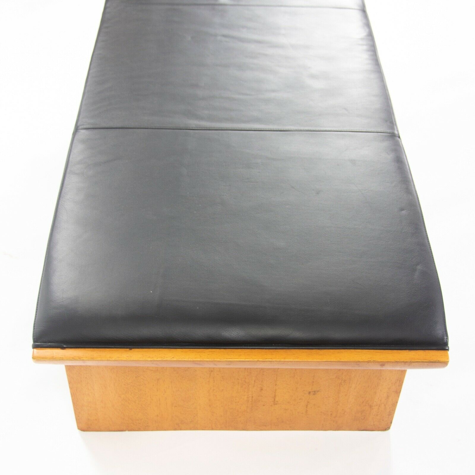 SOLD Mark Goetz Bernhardt Design Black Leather & Parawood Laurel Bench from Princeton