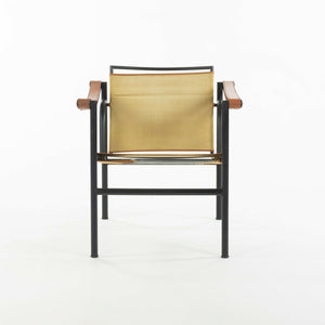SOLD 1980s Vintage Pair Le Corbusier Cassina LC1 Basculant Lounge Chairs Canvas Upholstery