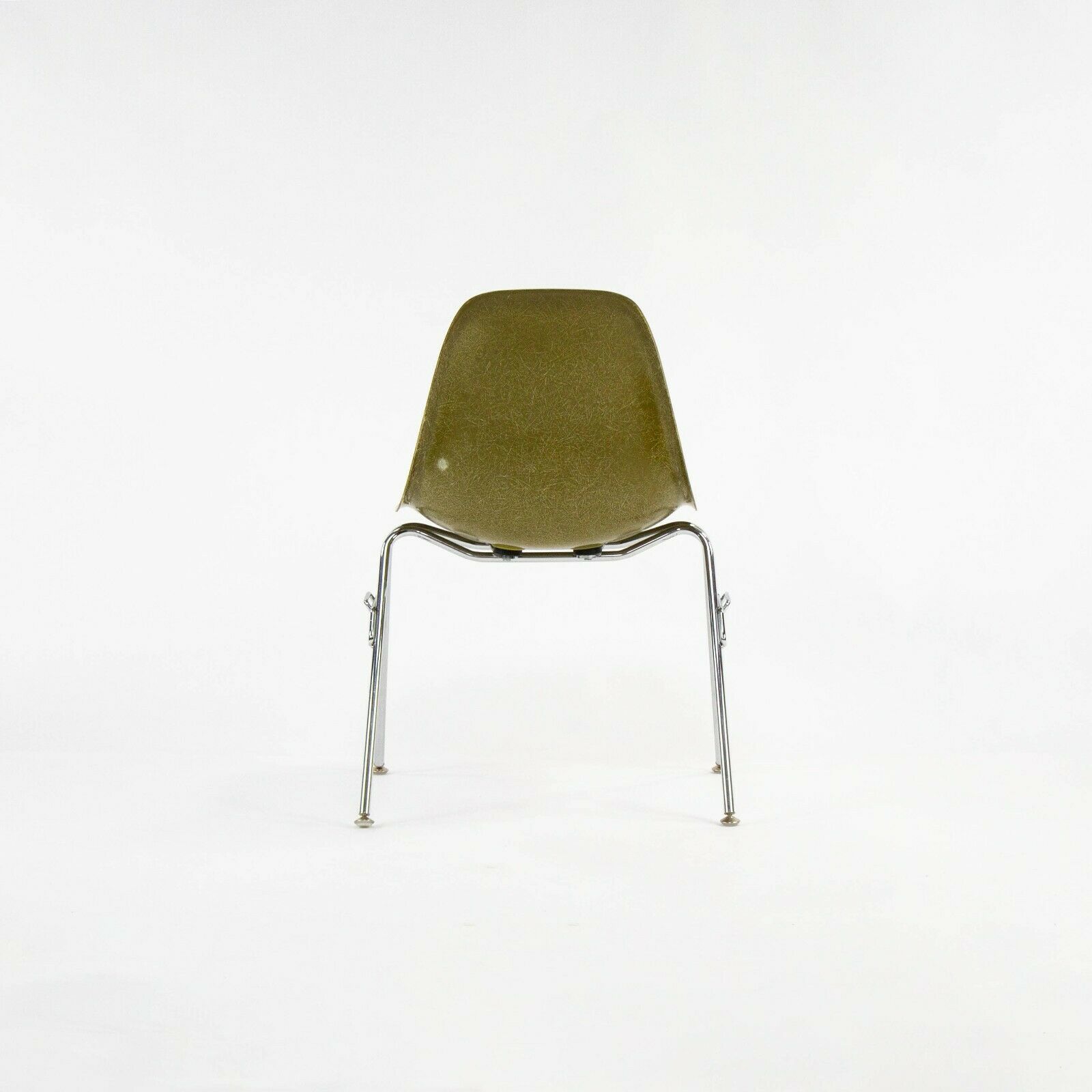 SOLD 2010s Eames Modernica Case Study Mustard Fiberglass Side Shell Chair w/ Stacking Base