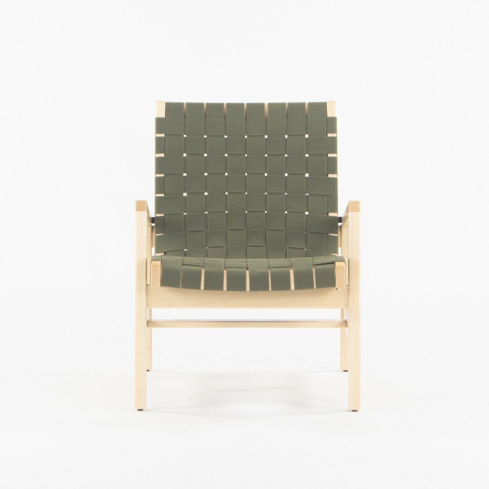 SOLD 2021 Jens Risom for Knoll Lounge Chair with Arms in Maple Frame & Khaki Webbing