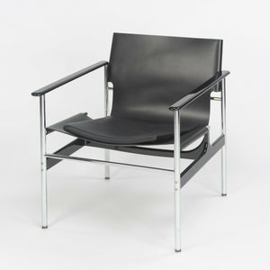 SOLD 2020 Charles Pollock for Knoll Sling Arm Chair in Black Leather and Chrome # 657