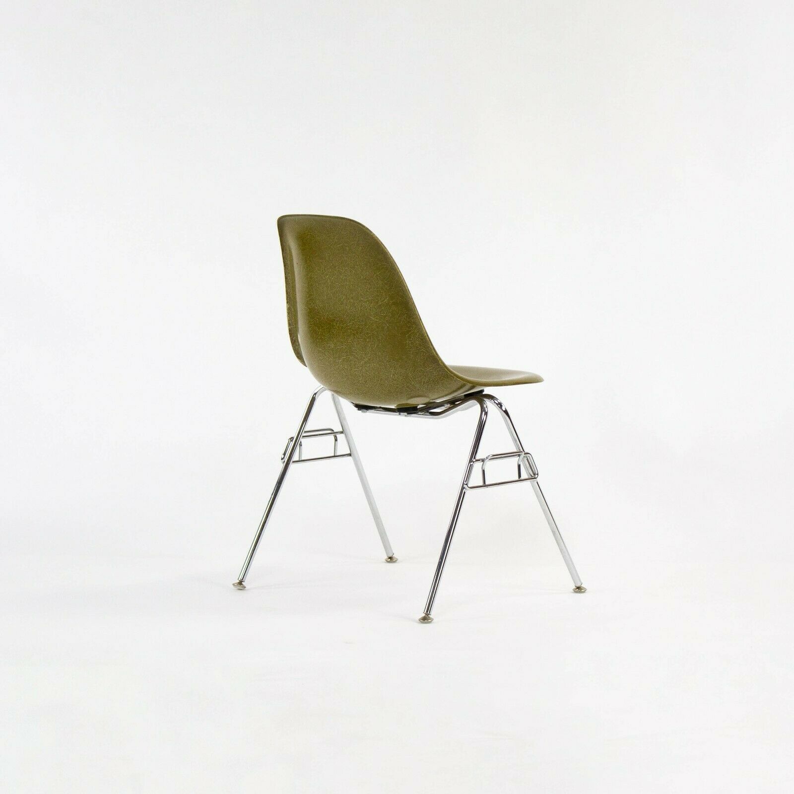 SOLD 2010s Eames Modernica Case Study Mustard Fiberglass Side Shell Chair w/ Stacking Base