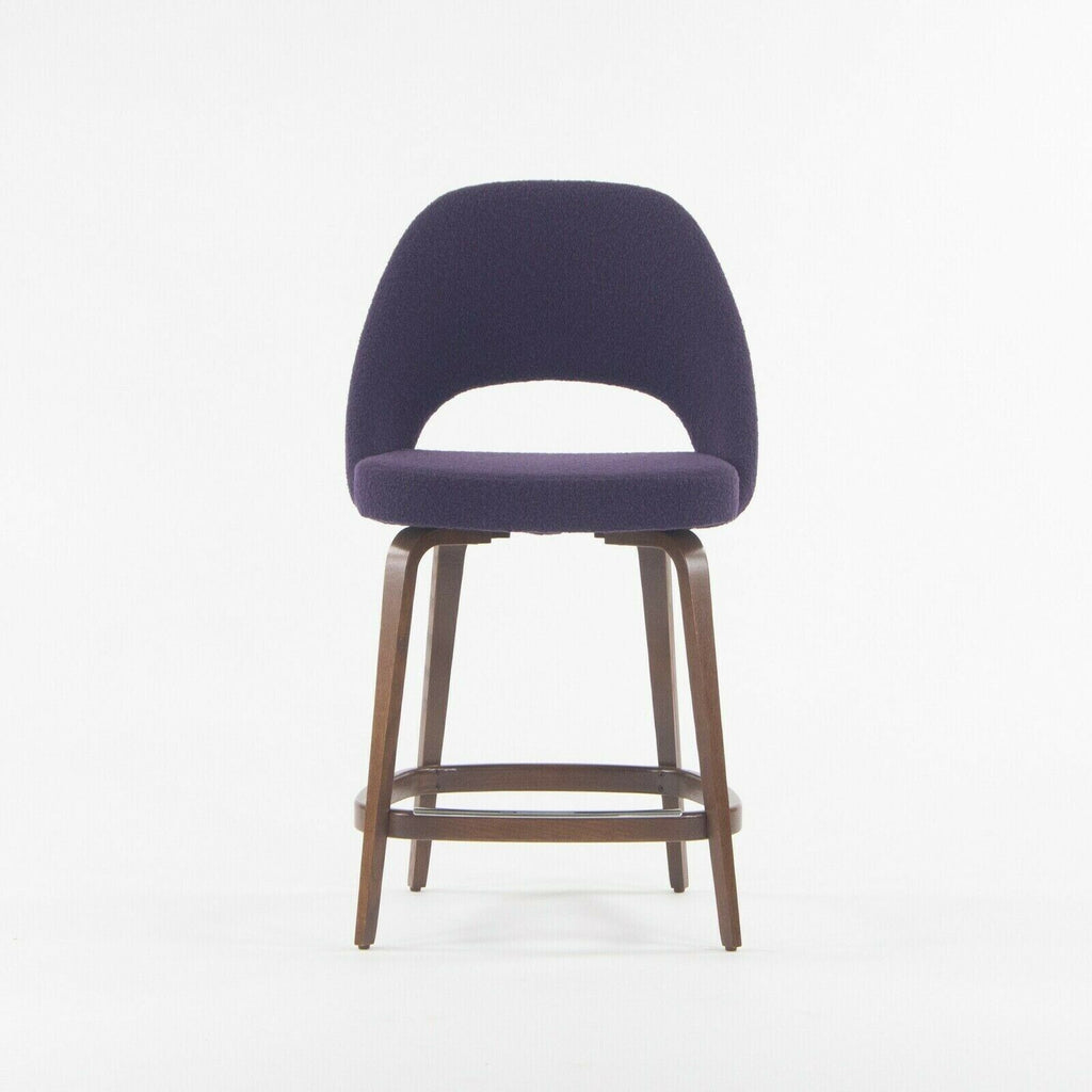 SOLD 2021 Eero Saarinen Knoll Executive Counter Stool w/ Walnut Base in Purple Boucle
