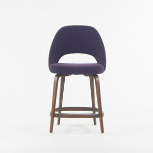 2021 Eero Saarinen Knoll Executive Counter Stool w/ Walnut Base in Purple Boucle