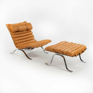 1960s Lounge Chair and Ottoman attributed to Arne Norell as Ari Chair with New Cognac Leather