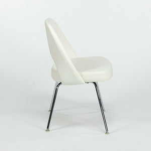 SOLD Eero Saarinen Knoll 2020 White Leather Executive Side Chair with Chrome Legs 2x Available