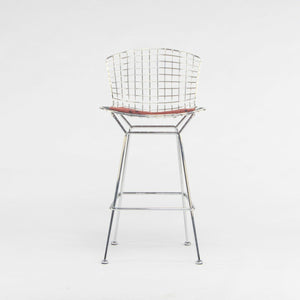 SOLD Harry Bertoia for Knoll Wire Chrome Bar Stools with Eames Dot Fabric Seat Pads