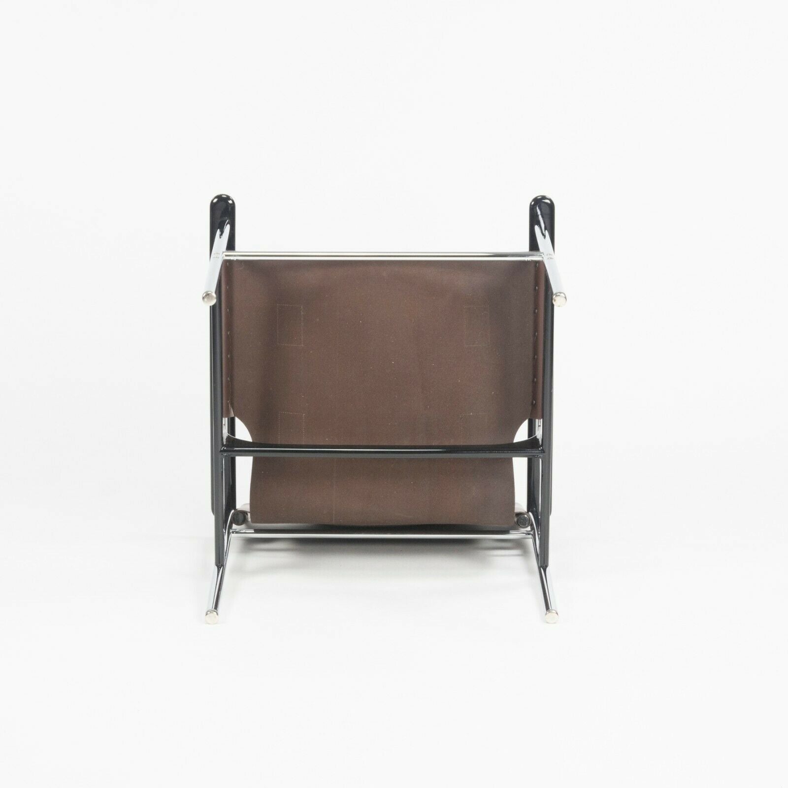 2020 Charles Pollock for Knoll Sling Arm Chair in Brown Leather and Chrome # 657