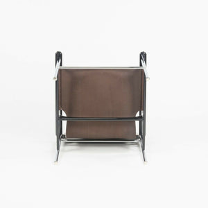 2020 Charles Pollock for Knoll Sling Arm Chair in Brown Leather and Chrome # 657