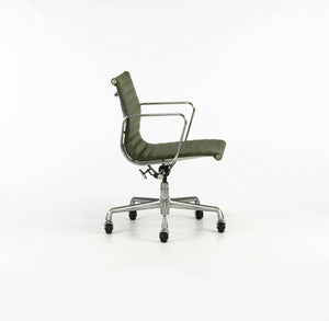 SOLD 2010s Herman Miller Eames Aluminum Group Management Desk Chair in Green Leather