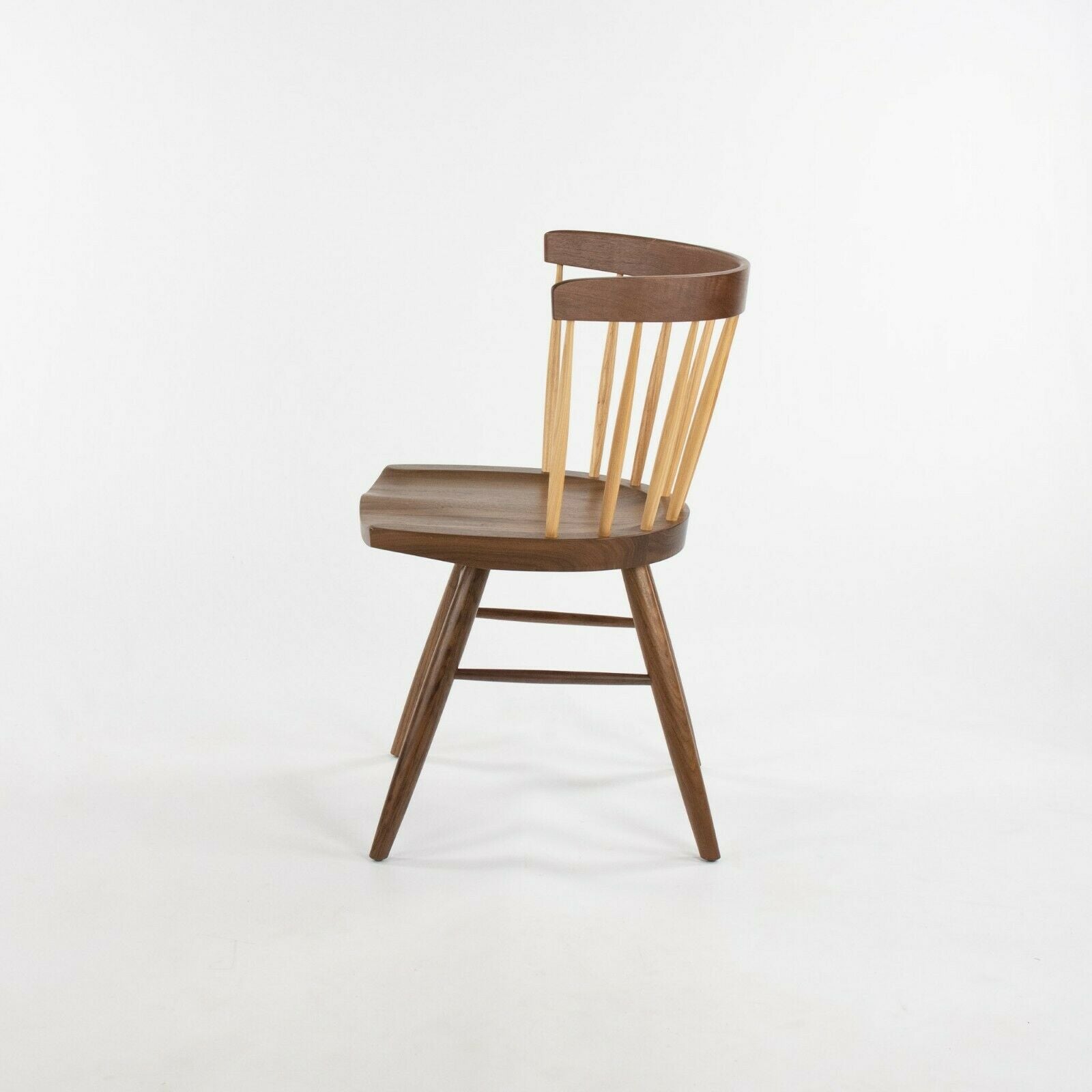 SOLD 2021 George Nakashima for Knoll Straight Dining Chair Walnut w/ Hickory Spindles