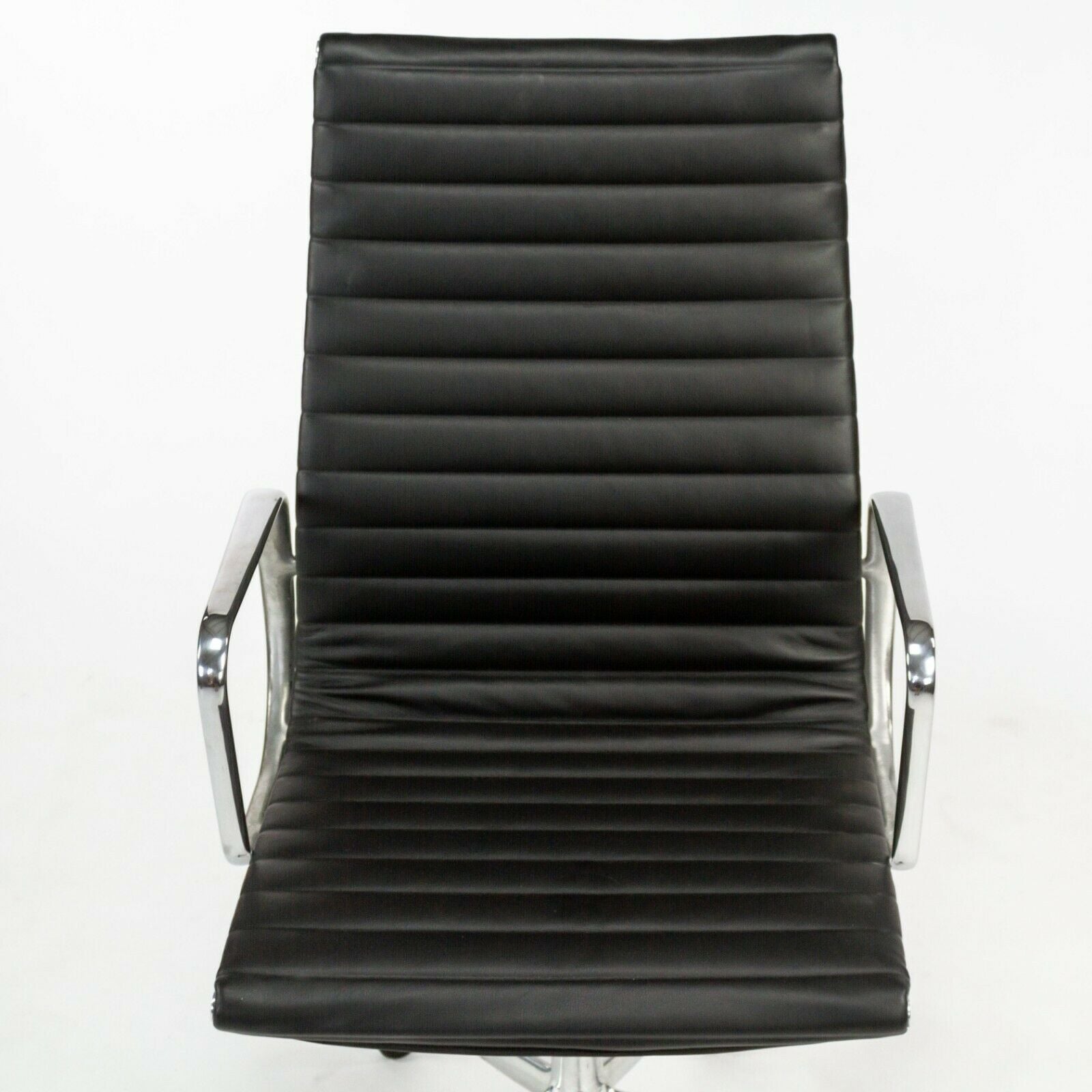 SOLD 2010s Herman Miller Eames Aluminum Group Executive Desk Chair in Black Leather