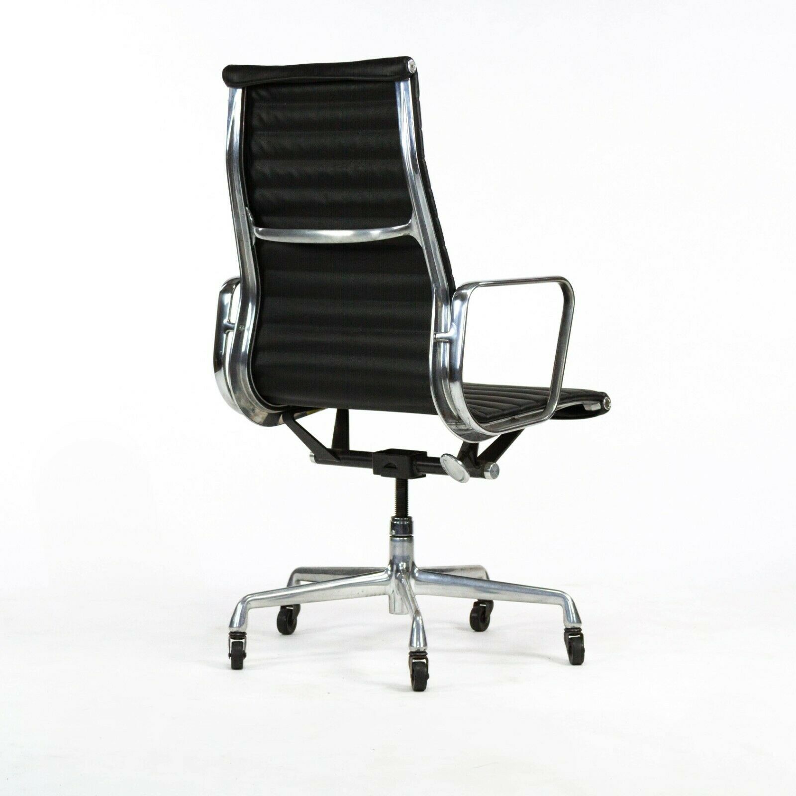 SOLD 2010s Herman Miller Eames Aluminum Group Executive Desk Chair in Black Leather
