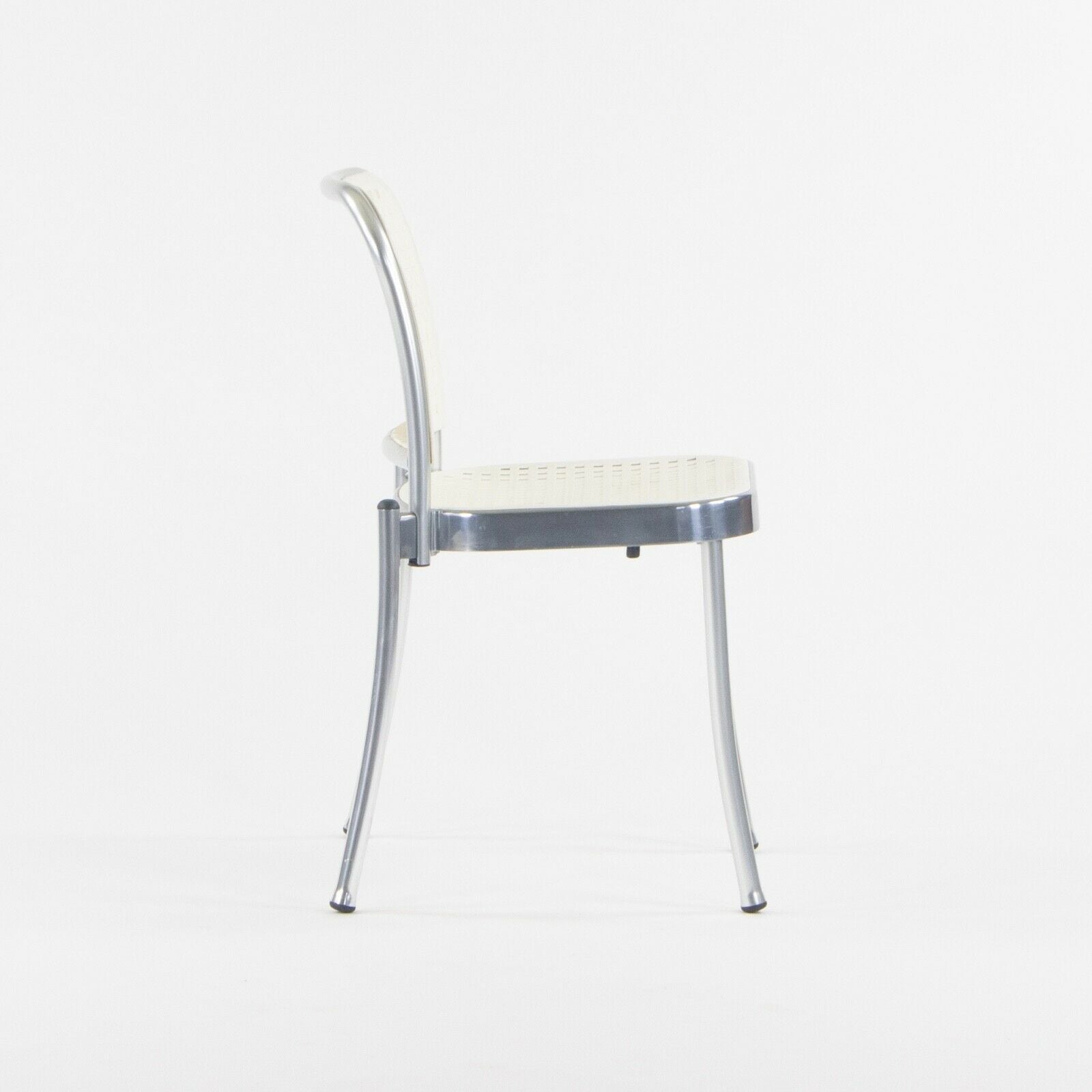 SOLD 2021 Pair of Vico Magistretti Silver Outdoor Chairs for DePadova w/ White Seats