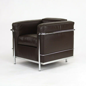 SOLD 1980s Vintage Le Corbusier Cassina LC2 Petit Modele Armchairs in Brown Leather