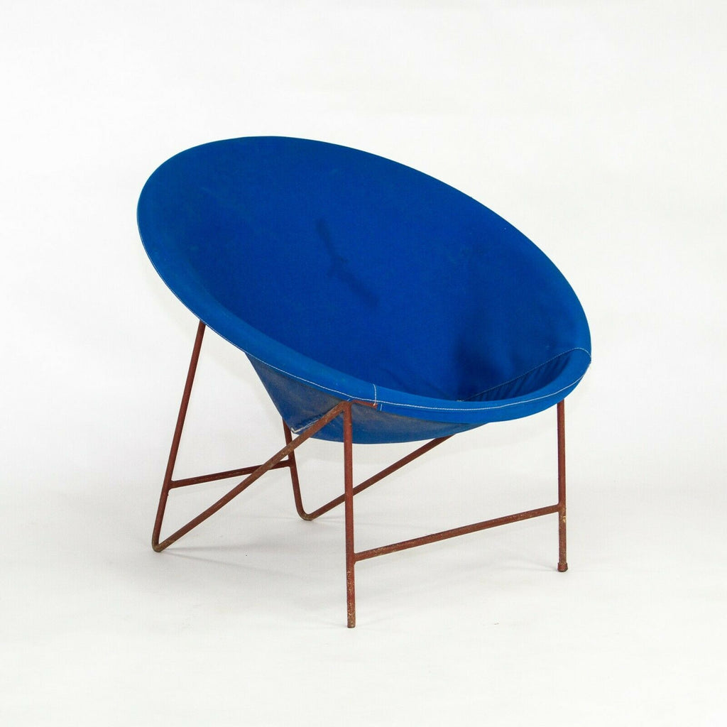 SOLD 1950s Blue Canvas Modern Hoop Chair by Hedstrom of Alabama