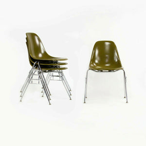 SOLD 2010s Eames Modernica Case Study Mustard Fiberglass Side Shell Chair w/ Stacking Base