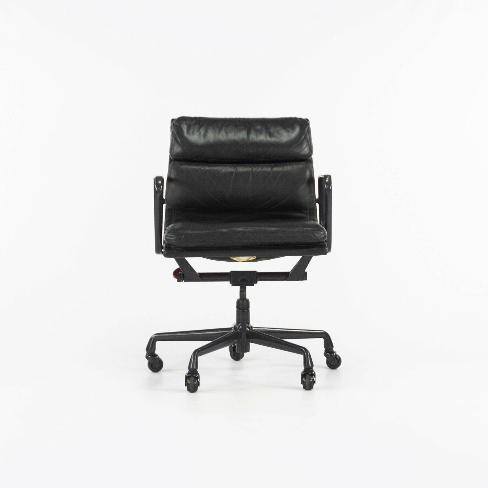SOLD 1990s Herman Miller Eames Aluminum Group Soft Pad Management Chair Black Leather