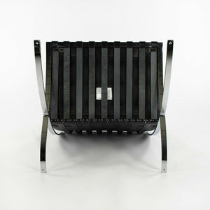 SOLD 2022 Mies van der Rohe for Knoll Barcelona Lounge Chair in Black Leather 2x Available