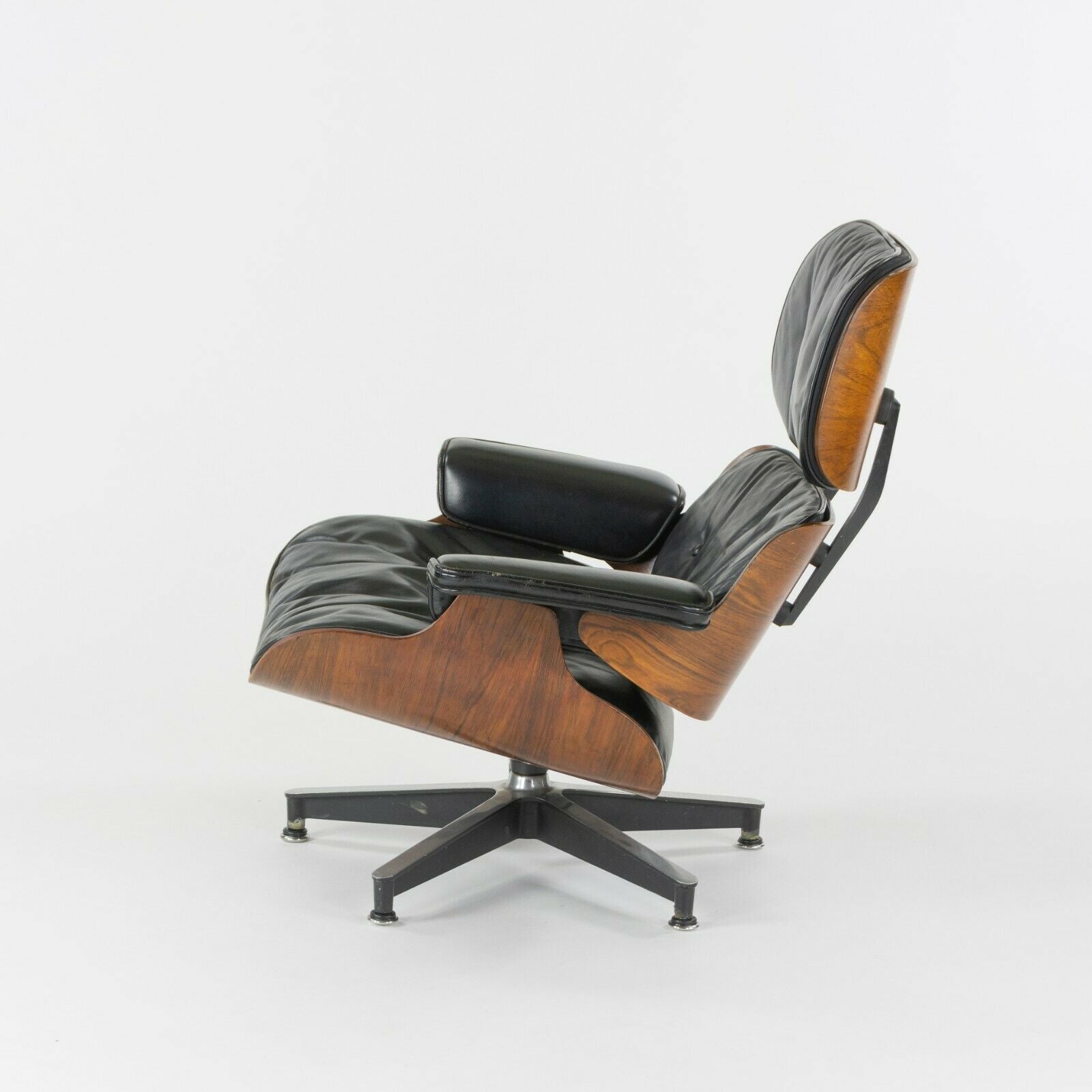 SOLD 1956 Holy Grail Herman Miller Eames Lounge Chair with Swivel Ottoman + Boot Glides + 3 Hole Arms