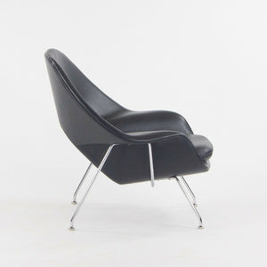 SOLD 1960s Eero Saarinen Knoll International Womb Chair and Ottoman New Black Leather