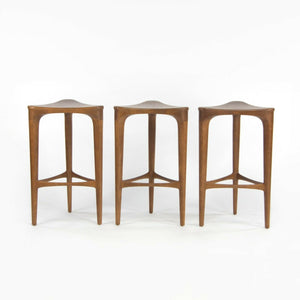 SOLD 2010s Set of 3 Geiger 2 BY 3 Solid Ash Sculptural Counter Stools by Ai3 Design