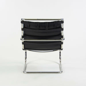 1970s Mies Van Der Rohe Knoll MR Black Leather & Chrome Lounge Chairs with Arms