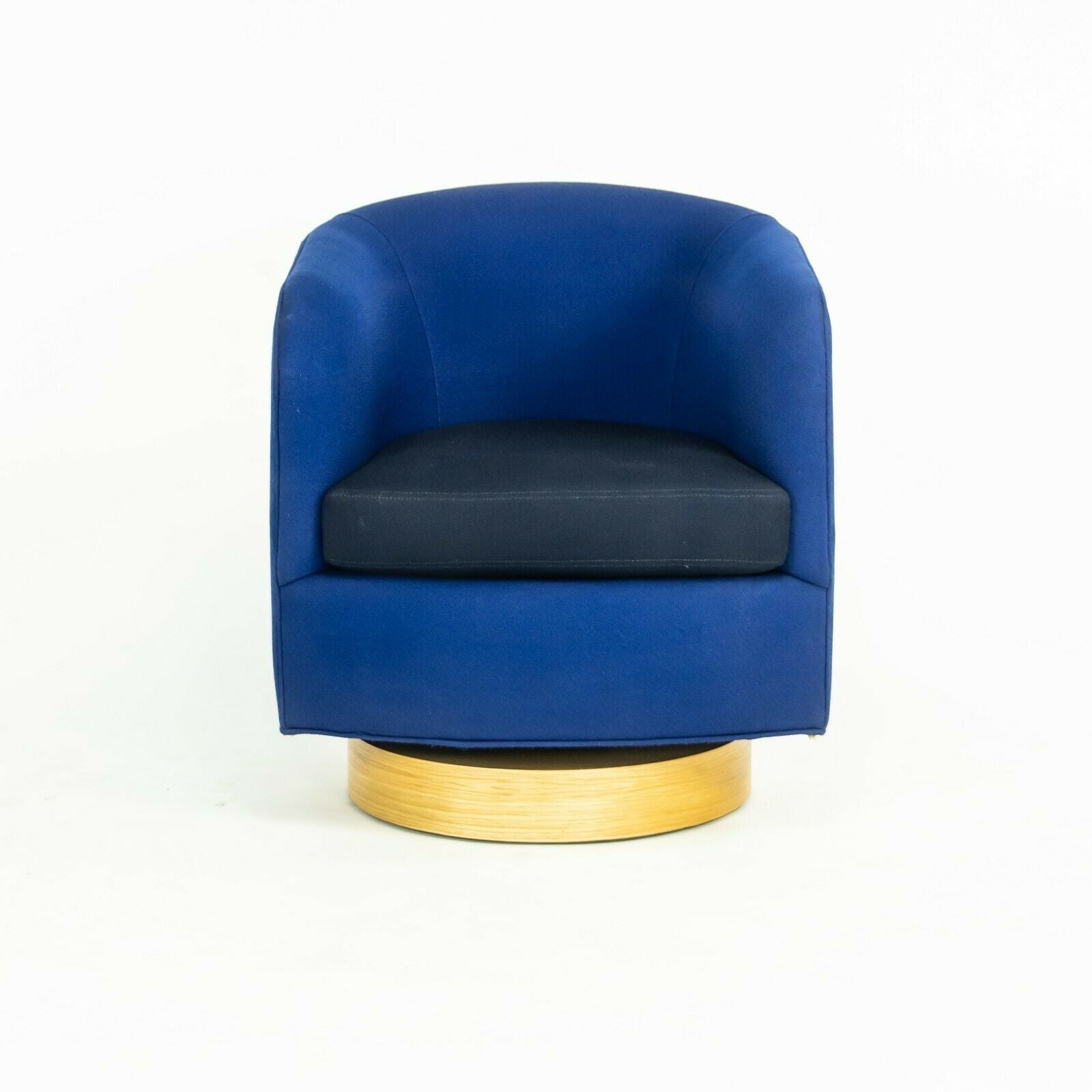 2018 Milo Baughman for Thayer Coffin Papa Roxy Swivel Lounge Chair Blue Fabric