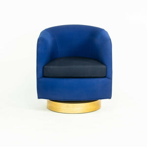 2018 Milo Baughman for Thayer Coffin Papa Roxy Swivel Lounge Chair Blue Fabric