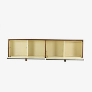 SOLD 1960s Florence Knoll Associates Hanging Wall Cabinet Sideboard Walnut and Black