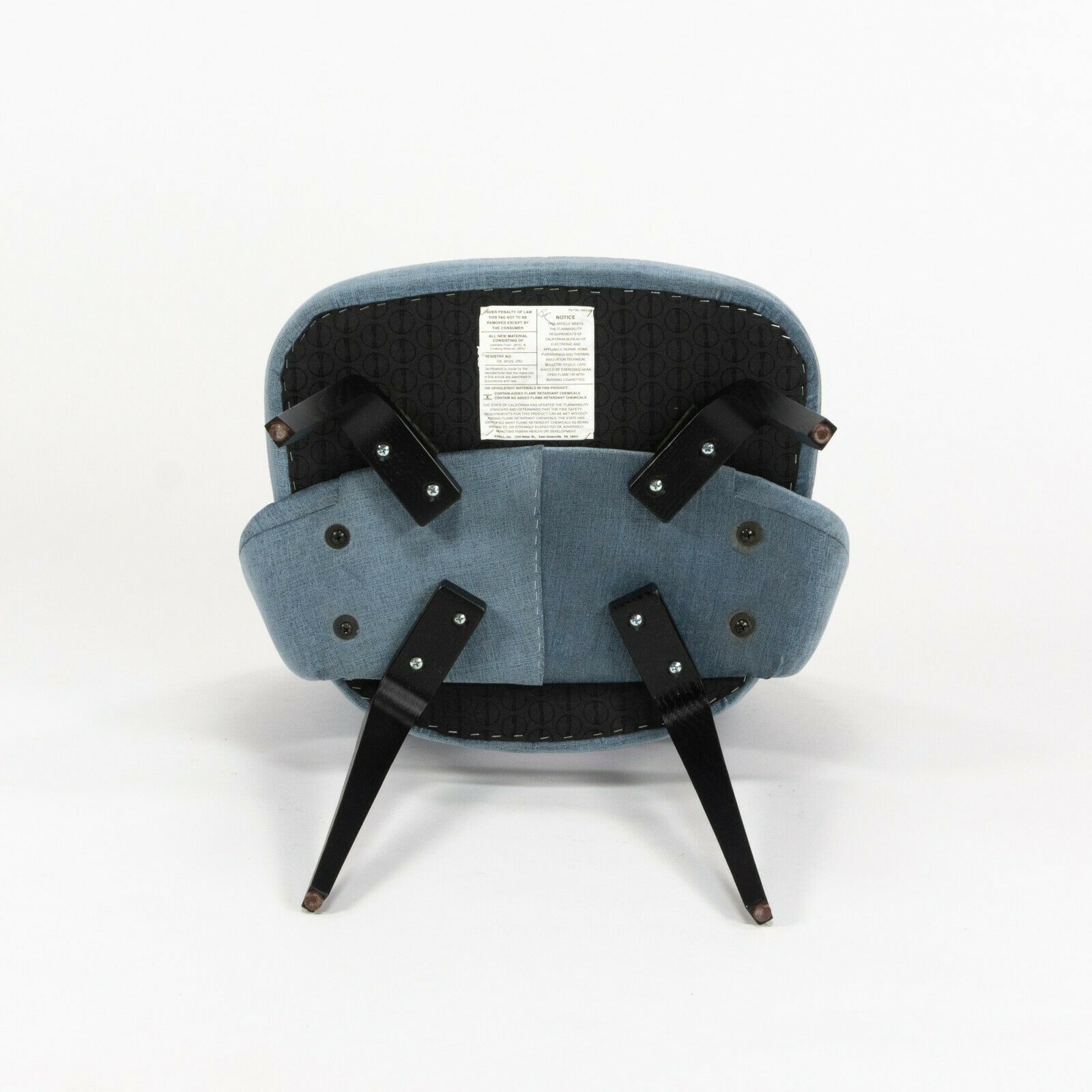 SOLD Blue Chenille 2020 Eero Saarinen Knoll Executive Side Chair with Wood Legs 2x Available