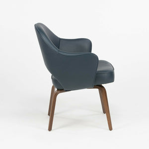 SOLD Eero Saarinen Knoll 2020 Executive Armchair in Navy Blue Leather w/ Wood Legs 5x Available