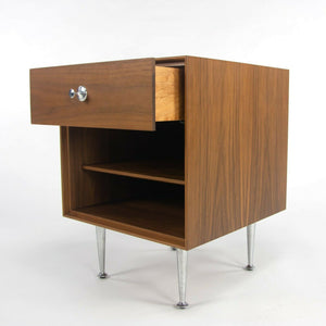 SOLD 2018 George Nelson Herman Miller Thin Edge Walnut Bedside Tables / Cabinets Pair