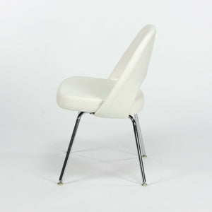 SOLD Eero Saarinen Knoll 2020 White Leather Executive Side Chair with Chrome Legs 2x Available
