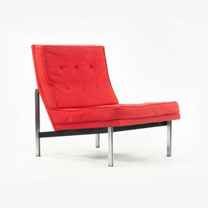 SOLD 1950s Florence Knoll Associates Parallel Bar Lounge Chair Original Red Fabric