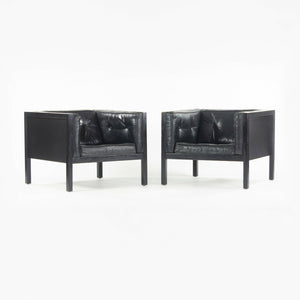 SOLD 1960s Pair of George Nelson for Herman Miller Cube Lounge Chairs in Black Leather
