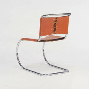 SOLD 1970s Set of 6 Mies Van Der Rohe for Knoll MR Dining Chairs in Cognac Leather