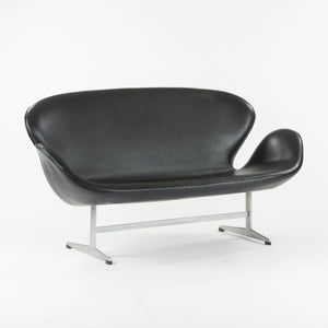 SOLD 1965 Vintage Leather Swan Settee by Arne Jacobsen for Fritz Hansen of Denmark