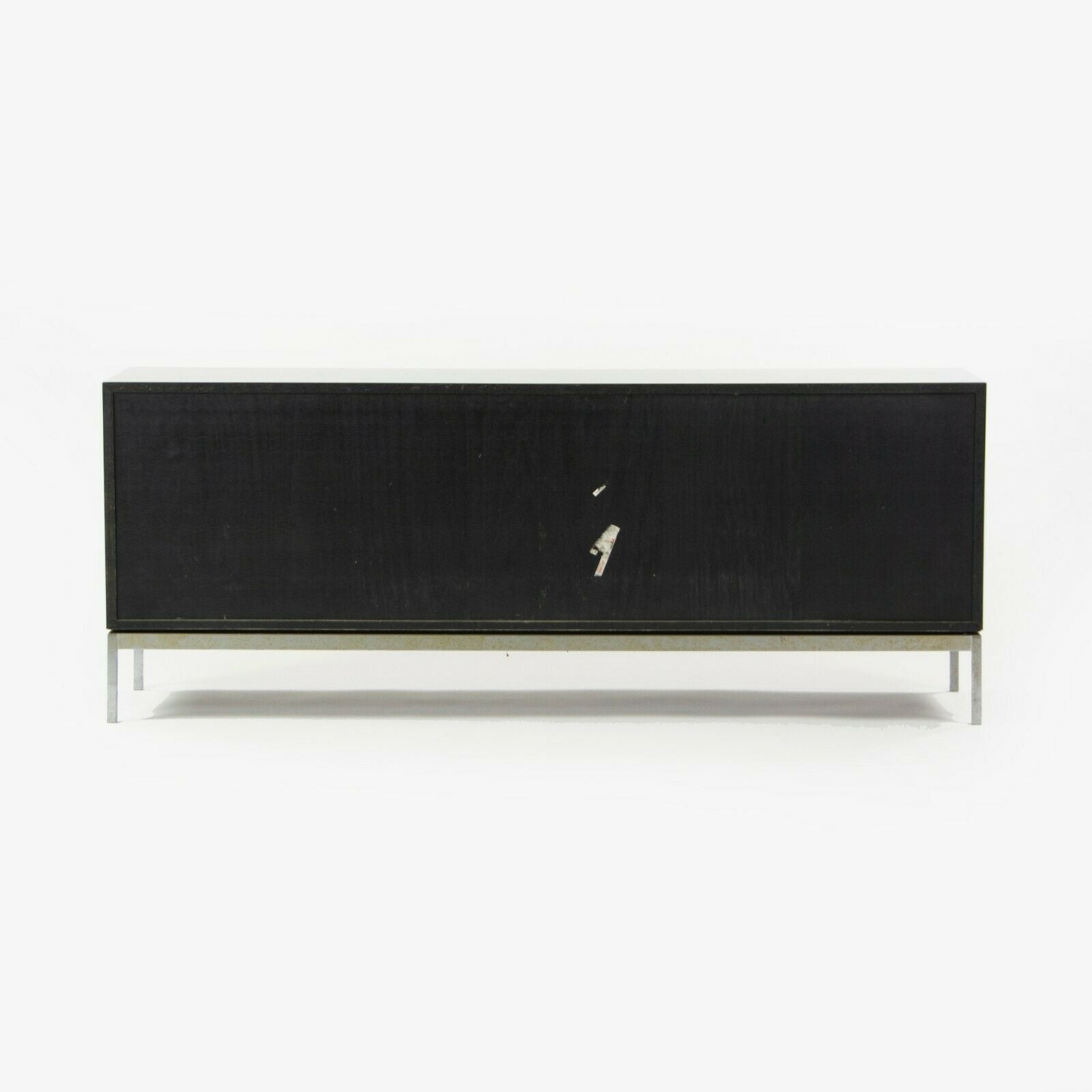 SOLD 1960s Rare Florence Knoll Black Lacquer & Cane Credenza w Chrome Base No. 116